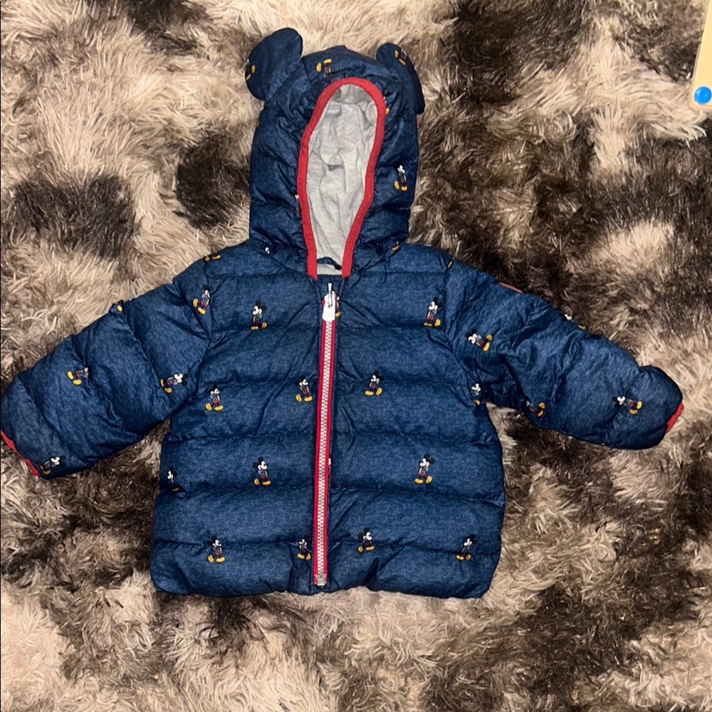 Blue Puffer Jacket with Bear Ears